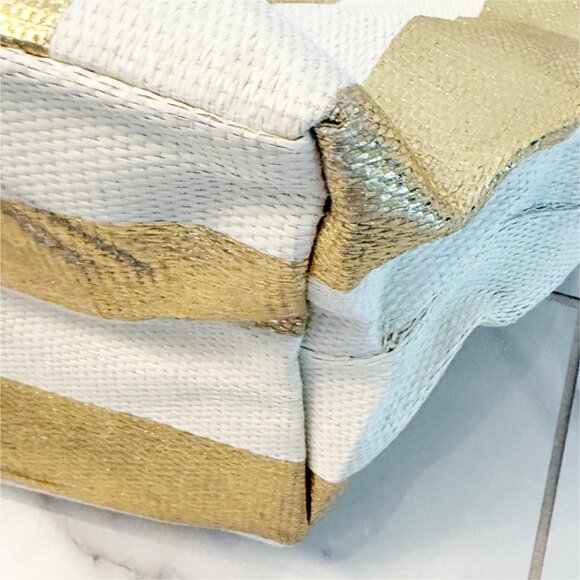 Shiraleah Chicago Mirage Tote - GOLD & WHITE Stripe - Picture 8 of 13